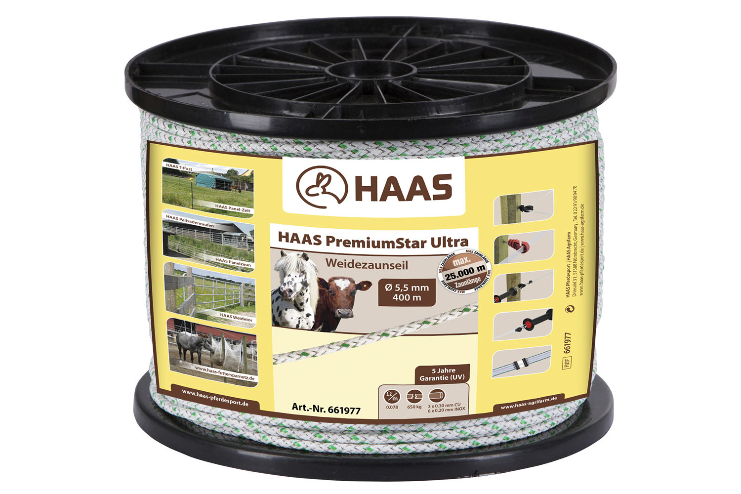 HAAS PremiumStar Ultra Weidezaunseil weiß/grün