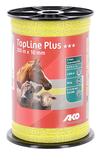 TopLine Plus Weidezaunband bunt gelb, 10 mm